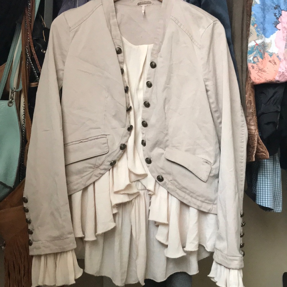 Free People Ruffle Military Jacket